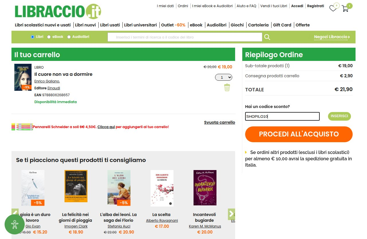 Dove inserire il codice sconto sul sito Libraccio